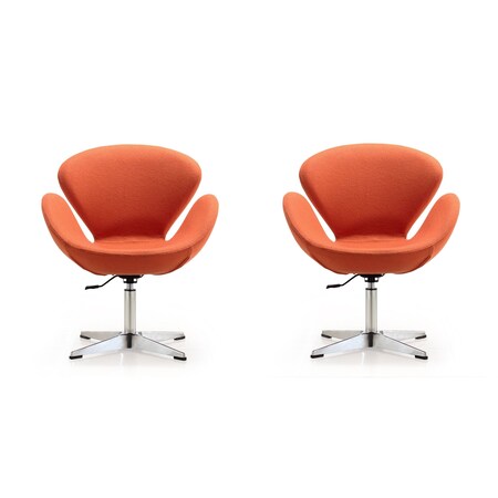 Manhattan Comfort Raspberry Adjustable Swivel Chair in Orange and Polished Chrome, PK2 2-AC038-OR
